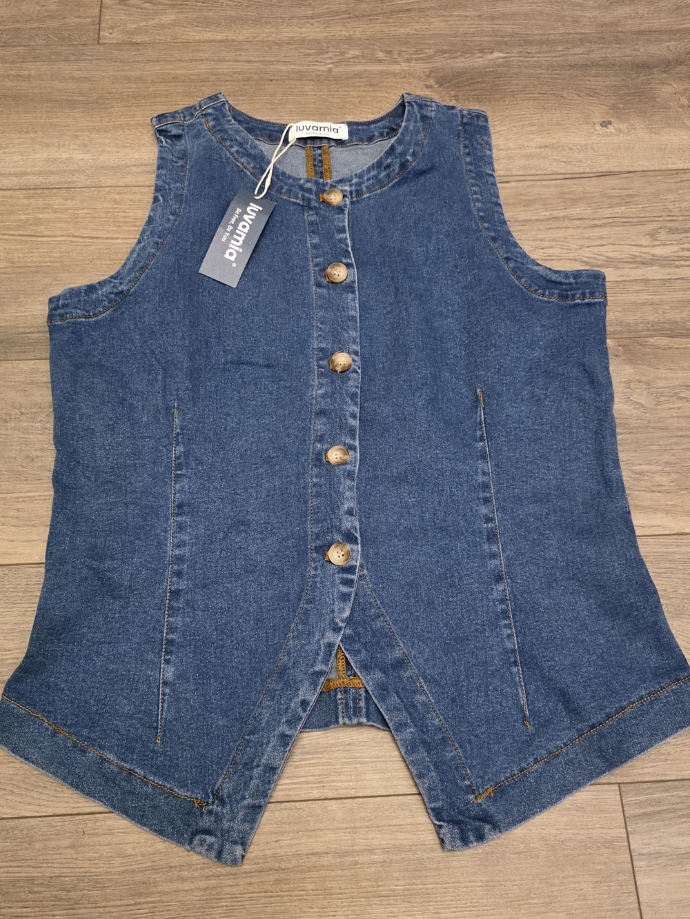Denium NWT Luvamia Button-up Vest Effortless Denim Days Ahead Size Large